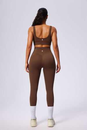 #brown high rise leggings with butt lift and tank top by Anniou