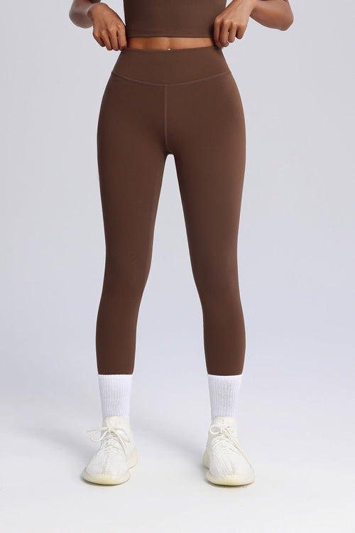 #brown lycra yoga leggings and vest