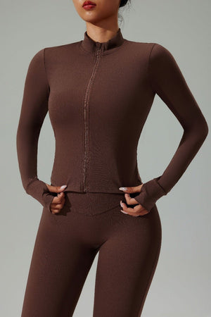 #brown zip up UPF 50+ Slim Fit Sports Jacket
