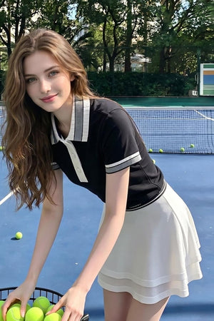 button design #black tennis polo