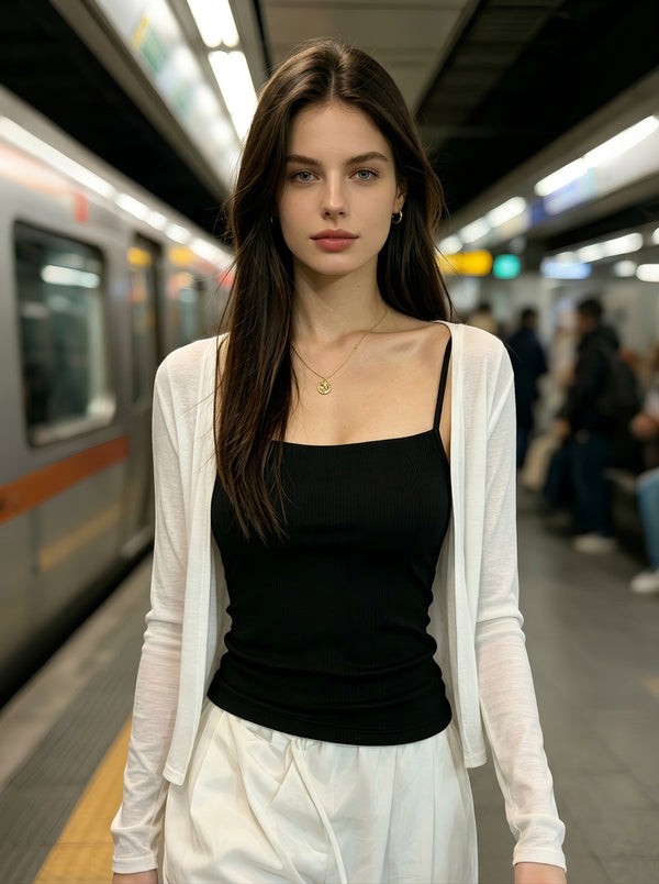 casual #black Mulberry Silk Cooling Camisole