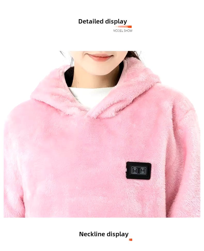 Coral Fleece Heated Hooded Sweatshirt - Sidiou Group