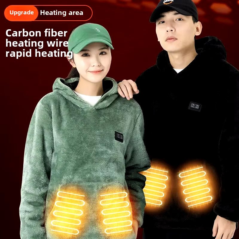Coral Fleece Heated Hooded Sweatshirt - Sidiou Group