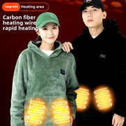 Coral Fleece Heated Hooded Sweatshirt - Sidiou Group