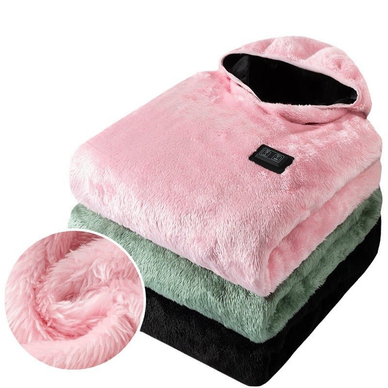 Coral Fleece Heated Hooded Sweatshirt - Sidiou Group