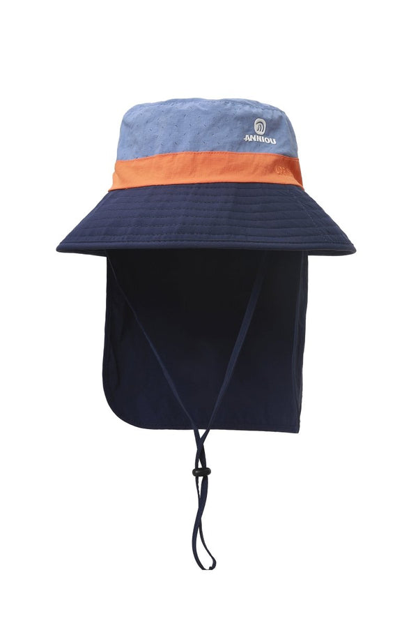 #darkblue Neck Flap Bucket Hat of front view