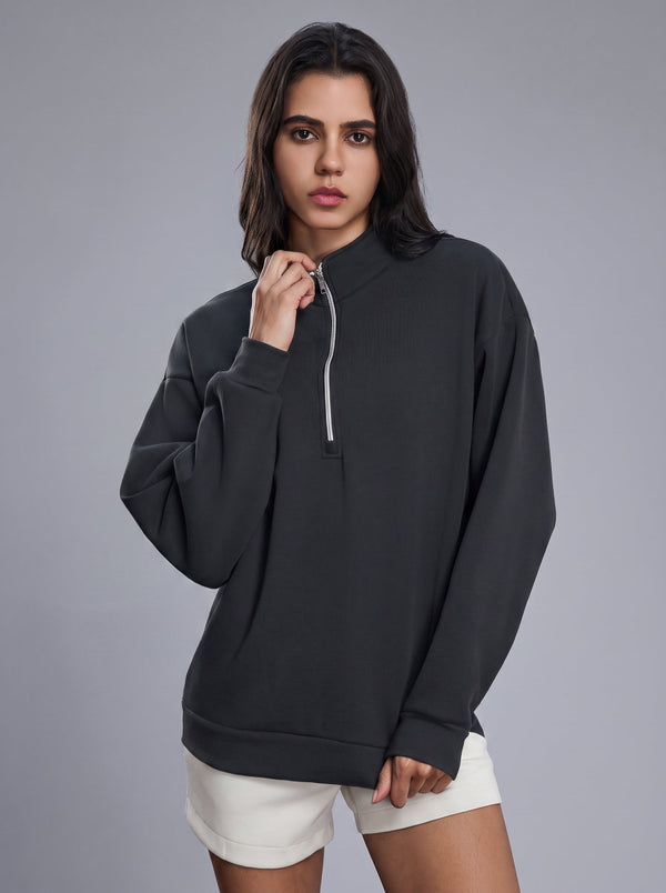 #darkgrey Fleece Lined Quarter Zip Pullover