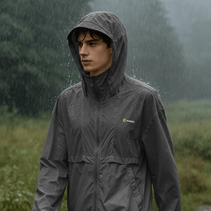 #darkgrey rainproof Hooded Full Zip jacket