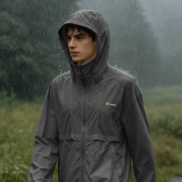 #darkgrey rainproof Hooded Full Zip jacket