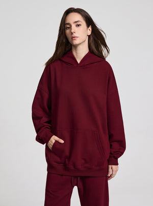 #darkred Heavyweight Plain French Terry Hoodie