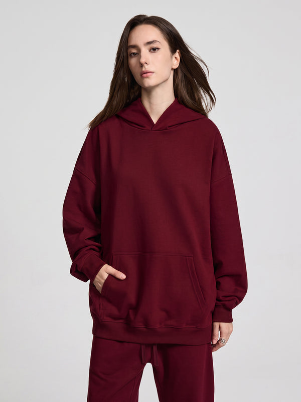 #darkred Heavyweight Plain French Terry Hoodie