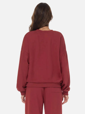 #darkred Relaxed Fit Crewneck Sweatshirt of back view