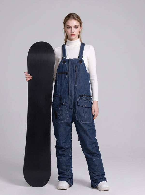#denimBlue Womens Denim Ski Bib Pants
