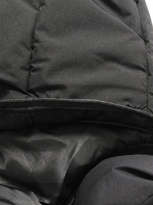 detachable hood with #black Mid Length Heated Quilted Jacket