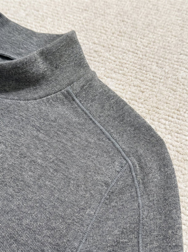 details of #Grey Thermal Mock Neck Shirt