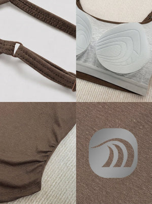 details of #brown Tencel Linen Built In Bra Camisole