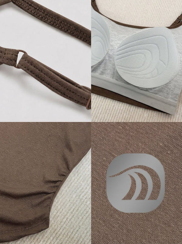 details of #brown Tencel Linen Built In Bra Camisole