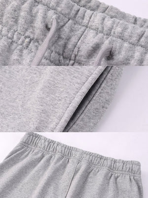 details of #grey Drawstring Straight Leg Sweatpants