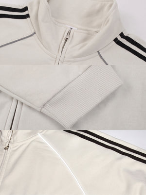 details of #white Reflective Stripe Raglan Zip Up Jacket