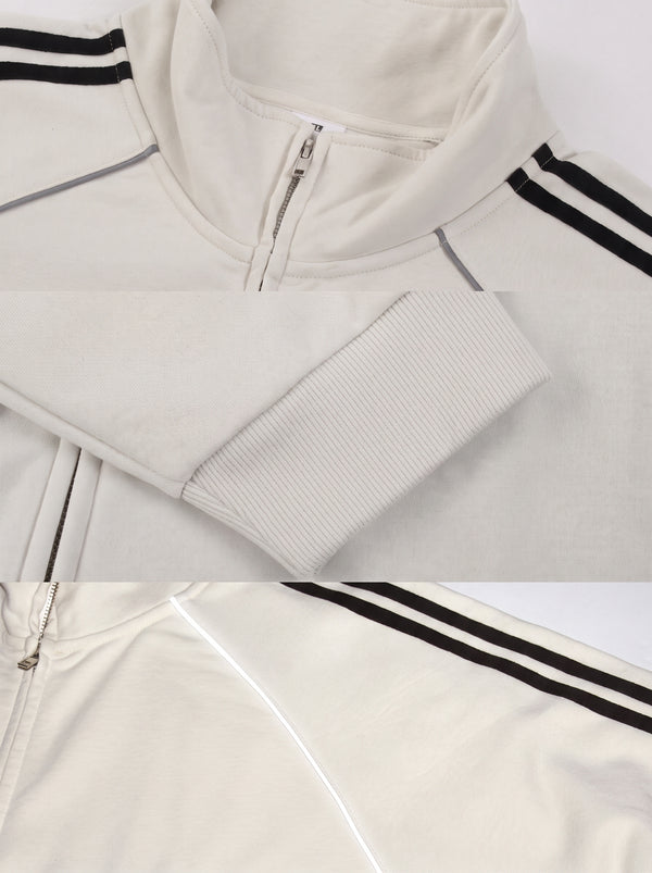 details of #white Reflective Stripe Raglan Zip Up Jacket