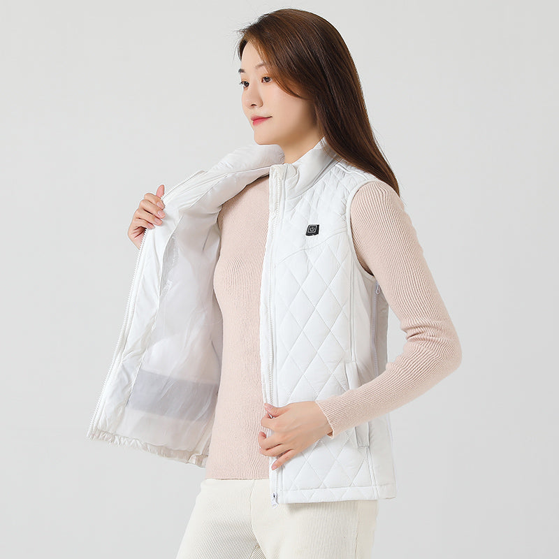 woman wearing a Diamond Quilted Heated Vest