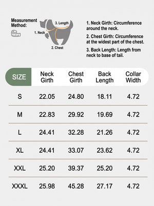 dog jacket size guide