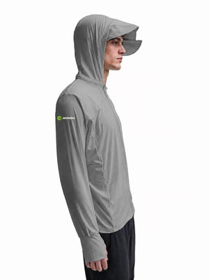  England Ofiicial Shooting Undergarment in Gray side view showing the extended visor hat with UV protection