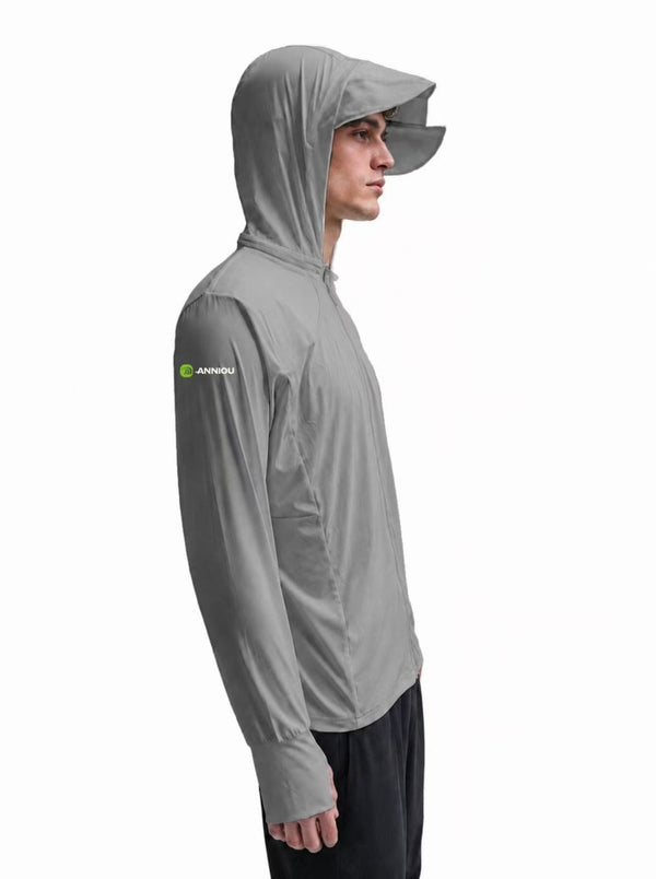  England Ofiicial Shooting Undergarment in Gray side view showing the extended visor hat with UV protection