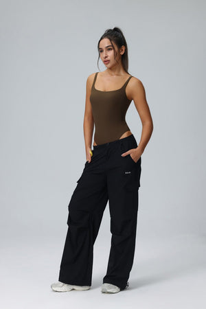 women's #espresso yoga bodysuit and black jeans