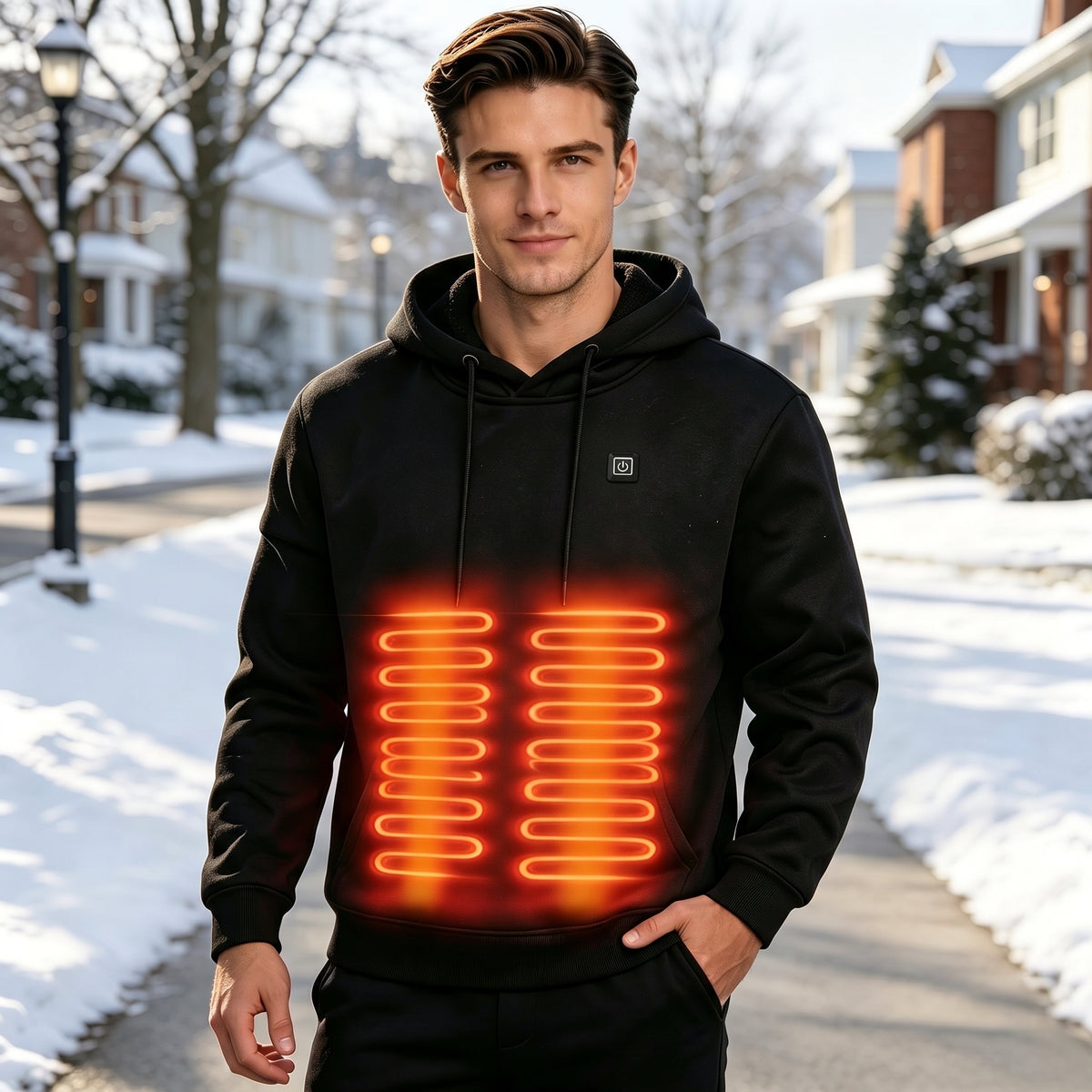 five area single control heated hoodie