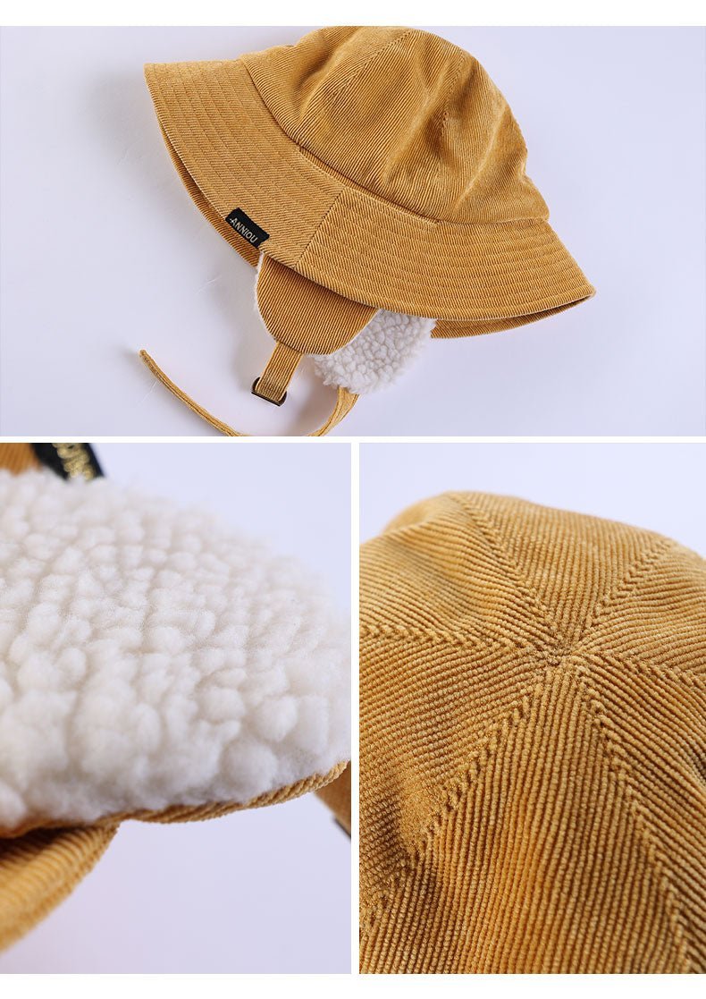 Kids Ear Flap Corduroy Bucket Hat