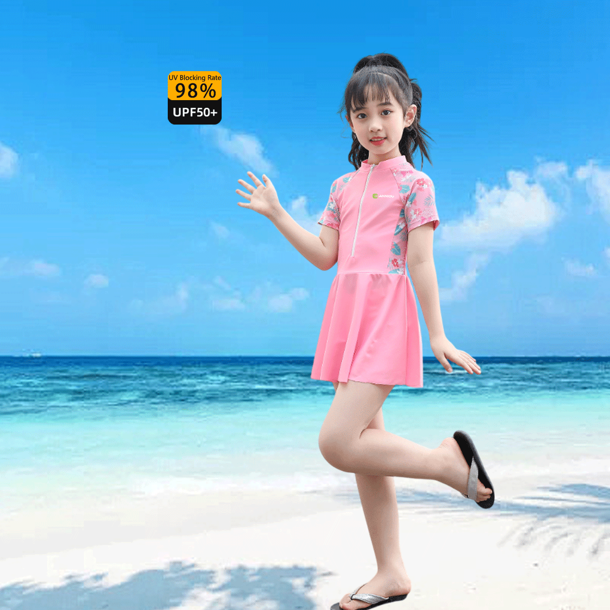 Girls' One - piece Swim Dress with Shorts - Sidiou Group