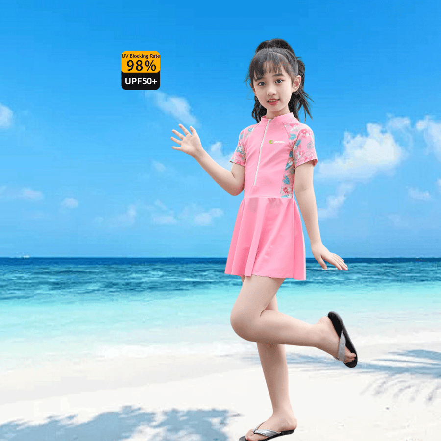 Girls' One - piece Swim Dress with Shorts - Sidiou Group