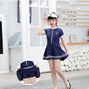 Girls Short Sleeved Zippered One - piece Swimsuit - Sidiou Group