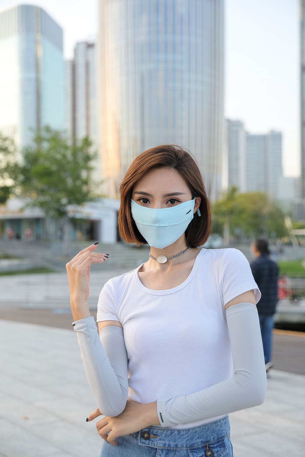 glass blue sun protection face mask