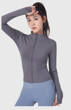 gray Slim Fit UPF50+ Sports Jacket - Sun Protection Clothing