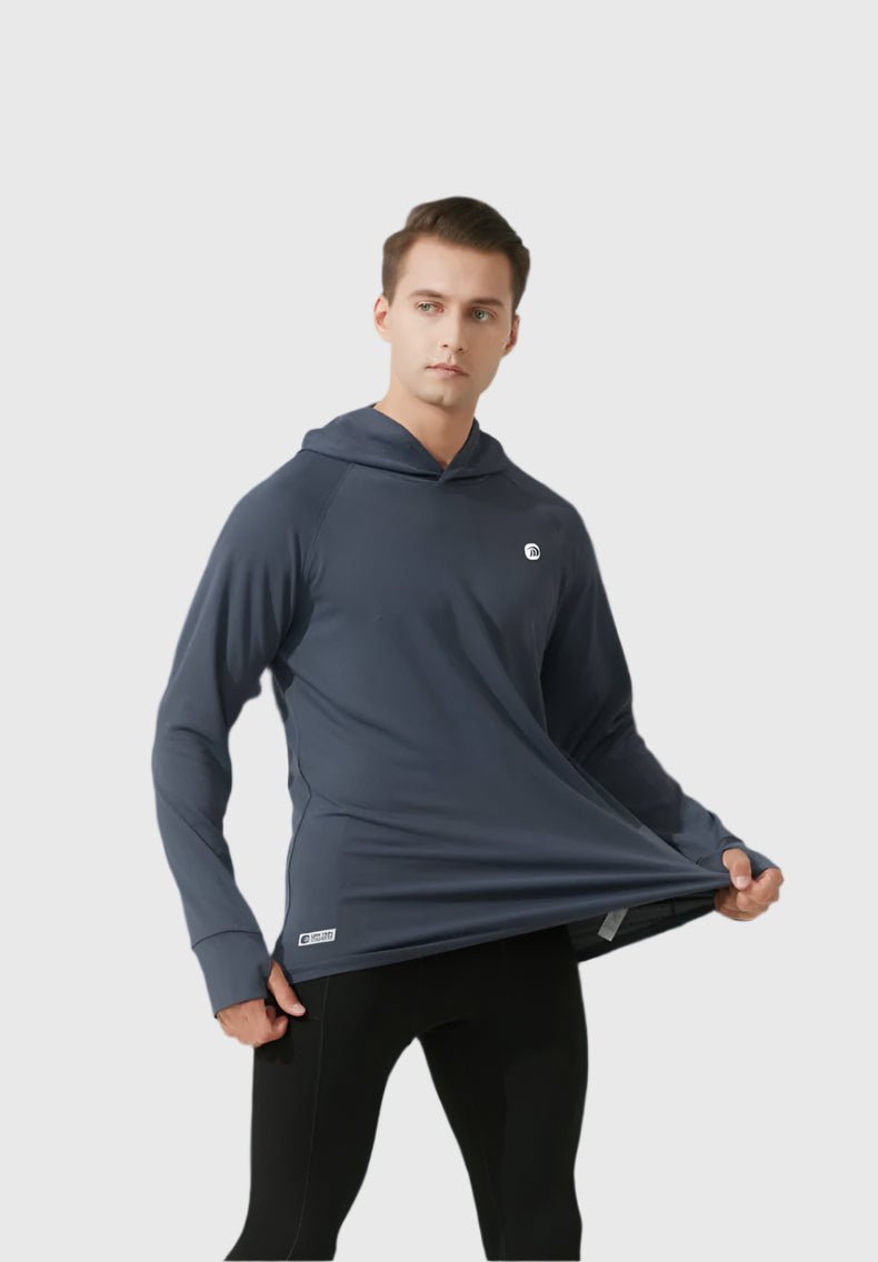men's gray Hooded UPF 100+ Sports Sweatshirt