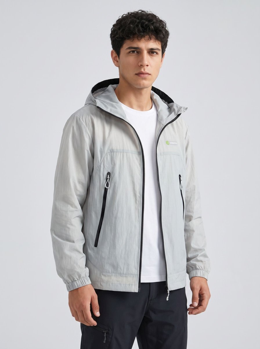 gray Men‘s UPF 50+ Hooded Jacket