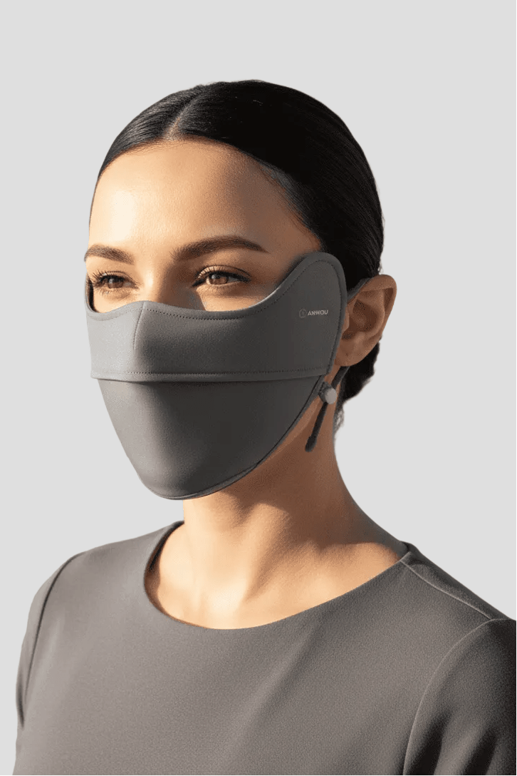 gray UPF 100 lightweight face mask
