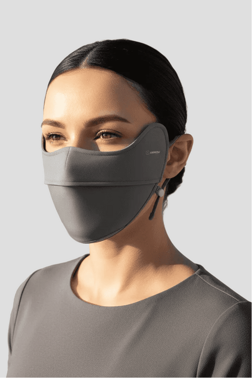 gray UPF 100 lightweight face mask