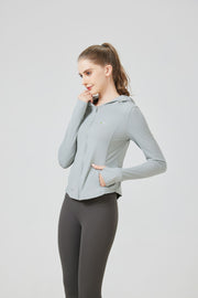 Womens gray Hooded Sports Jacket UPF 50+