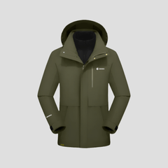 Men's Green 3 in 1 Goose Down Hooded Jacket by Anniou
