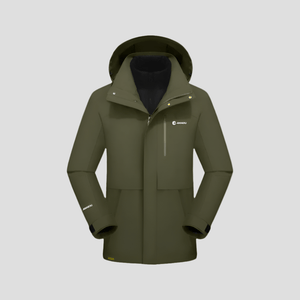 Men's Green 3 in 1 Goose Down Hooded Jacket by Anniou