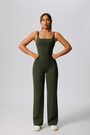 #green High-Waist Yoga Pants and vest 