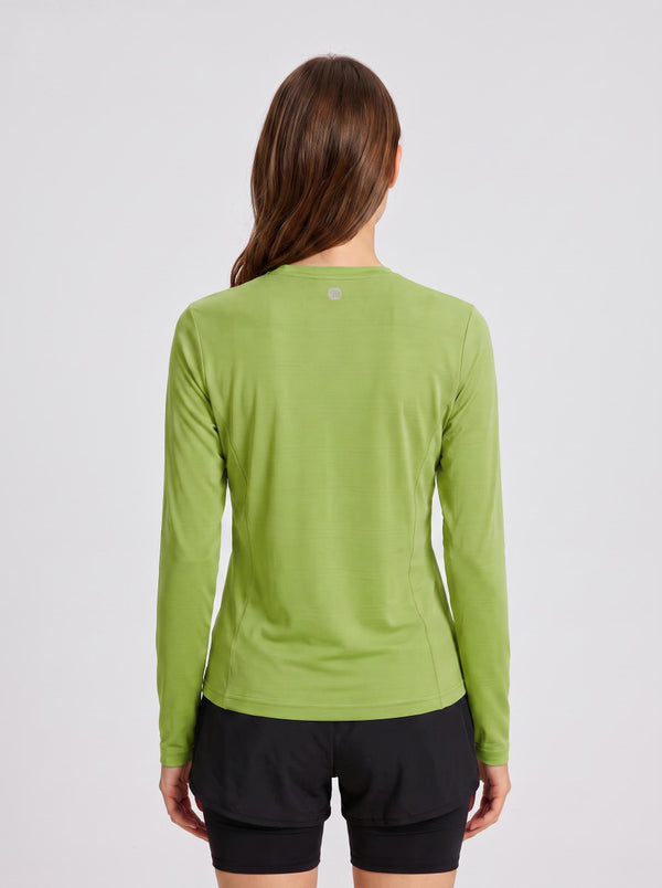 #green Rear of Women's Long Sleeve Fitness T-Shirt