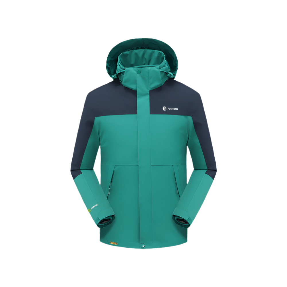green and navy hooded Teflon 3-in-1 Shell Jacket