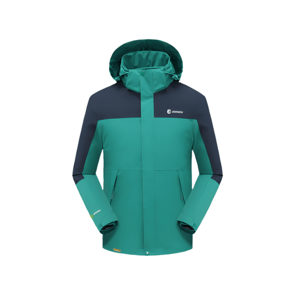 green and navy hooded Teflon 3-in-1 Shell Jacket