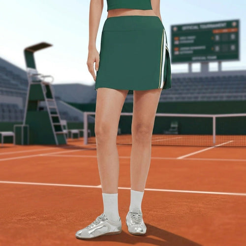 #green quick dry slit tennis skirt