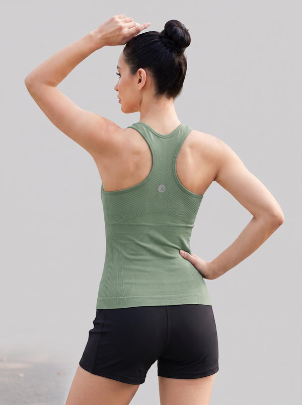 #green rear of Women Seamless Tank Top
