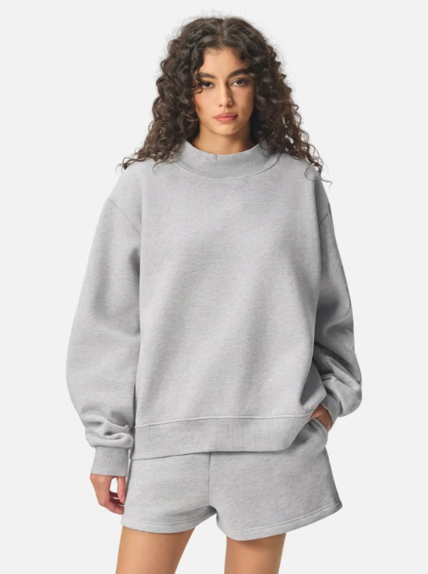 #grey Heavyweight Fleece Mock Neck Pullover
